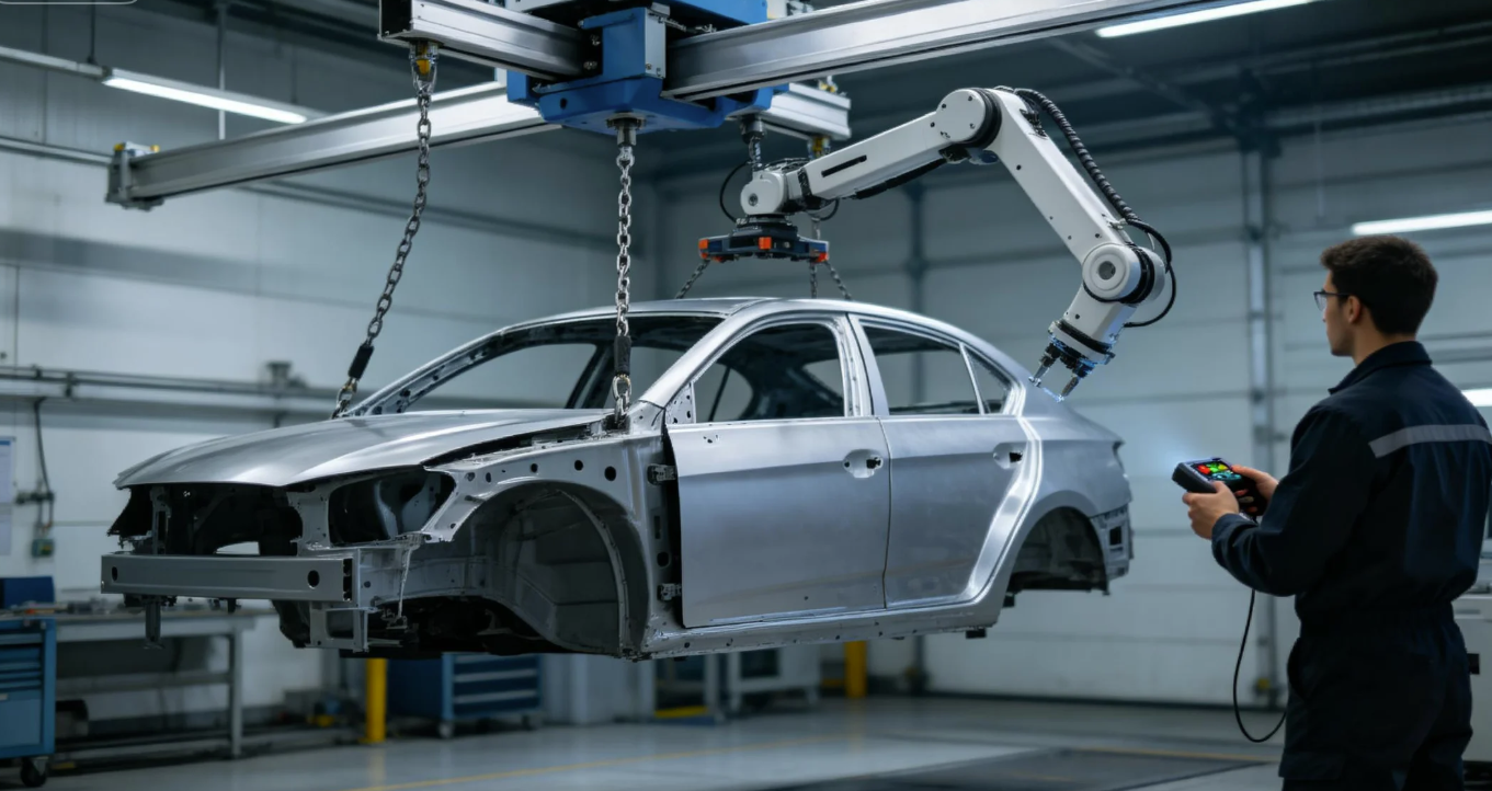 汽车零部件装配线上，如何用铝轨行架+助力臂组合破解“多品种、快切换”难题？