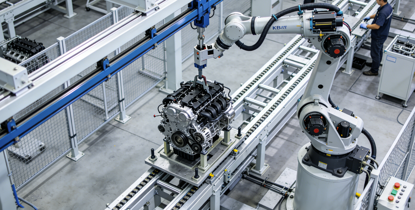 解决汽车装配线最大痛点：KBK如何消除发动机总成吊装的对位偏差？