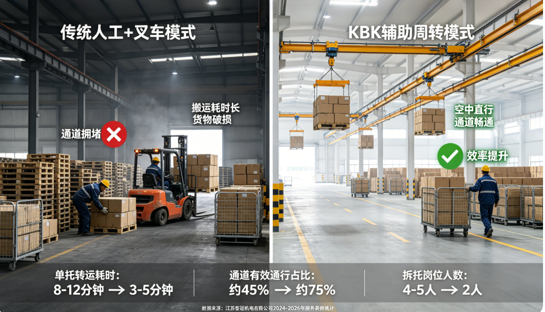 传统叉车与KBK系统分拣效率对比图