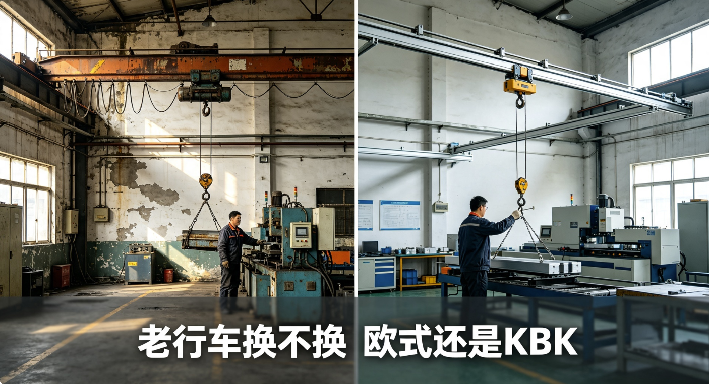 老式行车与 KBK 轨道改造前后对比场景.png