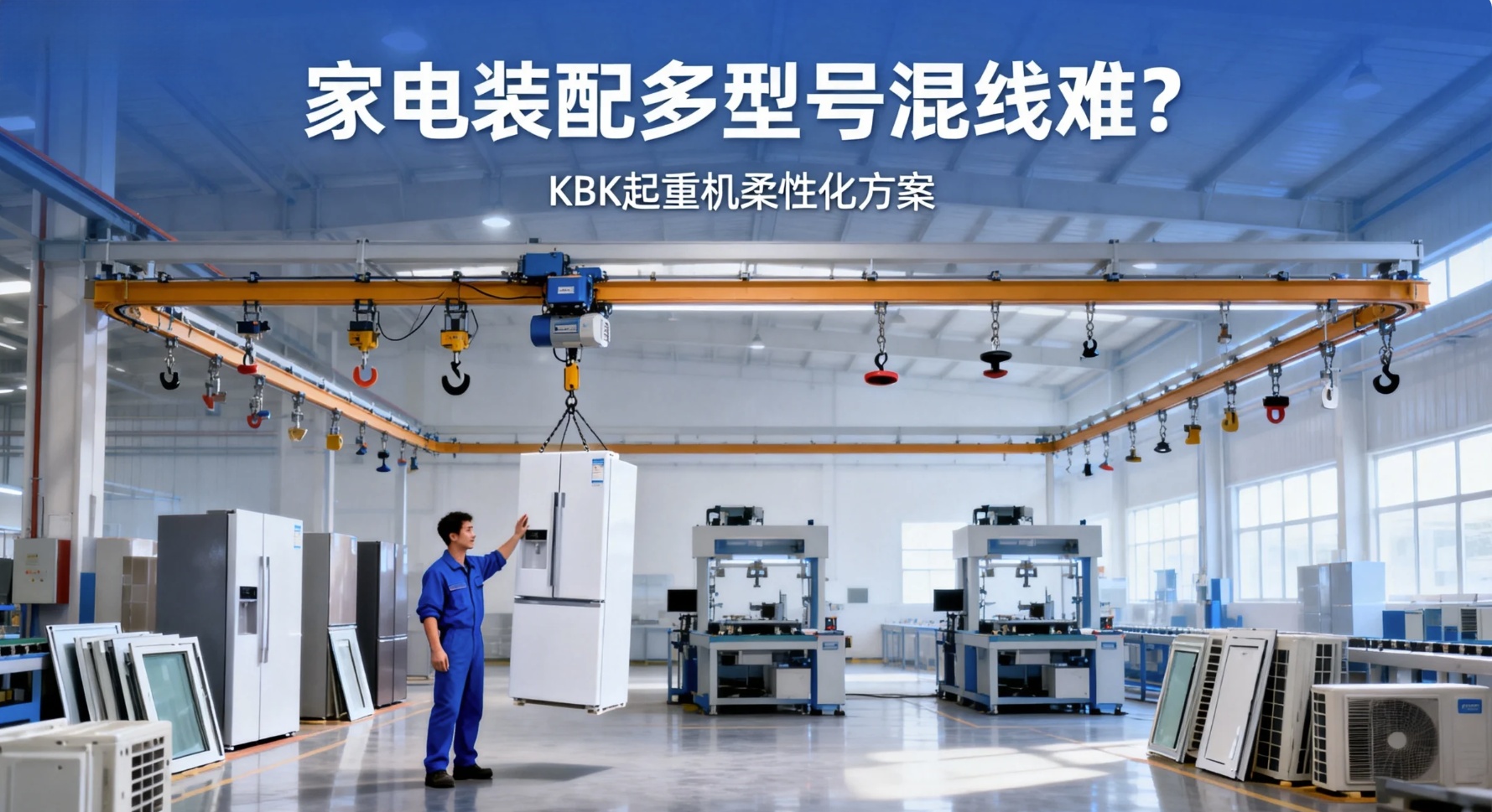 家电装配多型号混线难？KBK起重机如何实现柔性化生产？