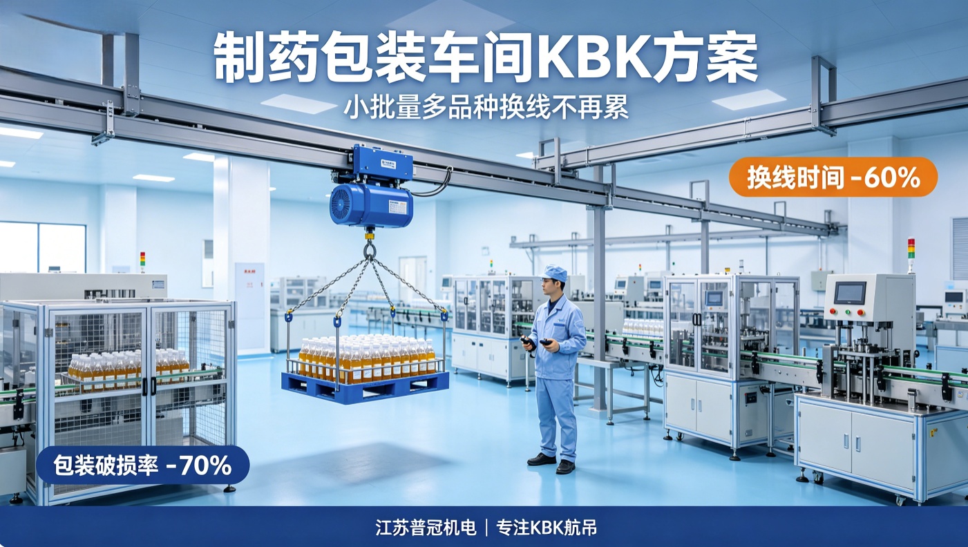 制药包装车间小批量多品种换线慢？KBK起重机让搬运效率提升60%