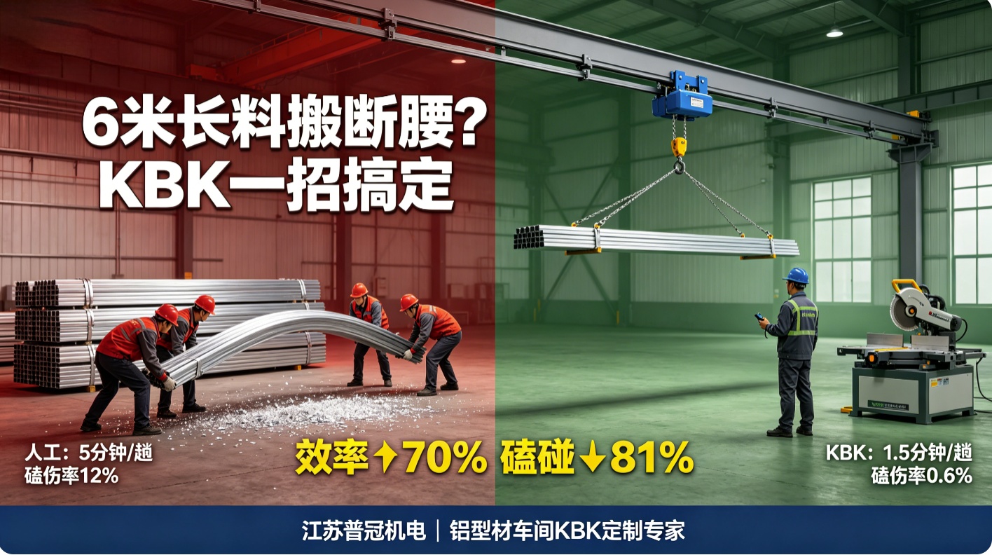 6米长料搬断腰？KBK空中搬运，效率提升70%，磕碰率直降91%